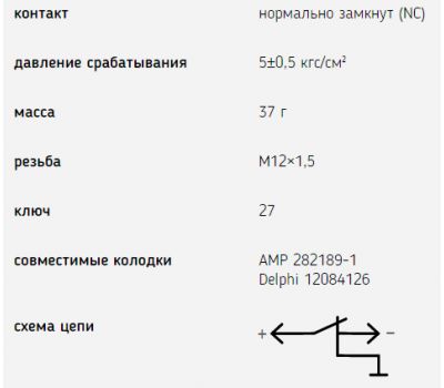 Датчик аварийного давления воздуха,масла 6072.3829 купить с доставкой по Перми и РФ