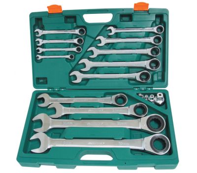 W45117S Набор ключей гаечных комбинированных трещоточных с аксессуарами в кейсе, 8-32 мм, 17 предметов W45117S купить с доставкой по Перми и РФ