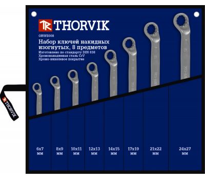 ORWS008 Набор ключей гаечных накидных изогнутых 75° в сумке, 6-27 мм, 8 предметов ORWS008 купить с доставкой по Перми и РФ
